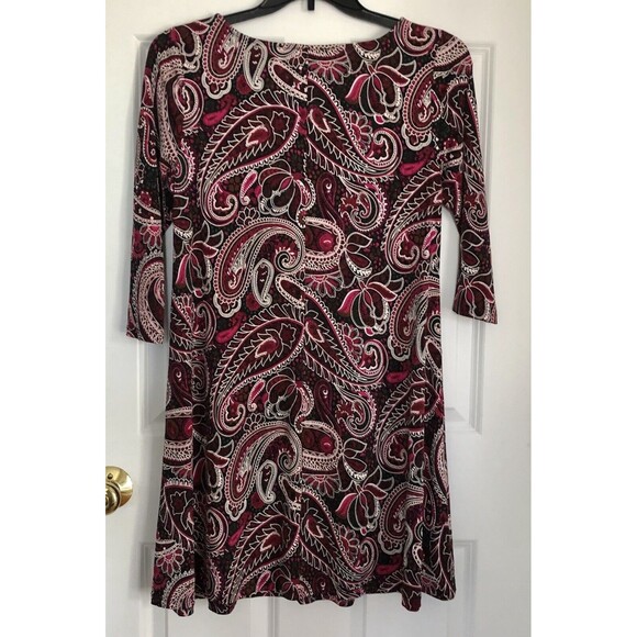 MSK Women's Swing Dress Size Medium Paisley Long Sleeve Crew Neck Pullover - Picture 4 of 9